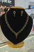 Gold Plated Premium CZ Necklace Set with green/Red white stones