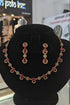Gold Plated Premium CZ Necklace Set with white/Red stones