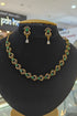 Gold Plated Premium CZ Necklace Set with white/Green stones