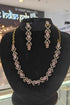 Gold Plated Premium CZ Necklace Set with Pink/Blue stones