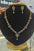 Gold Plated Premium CZ Necklace Set with white/green stones