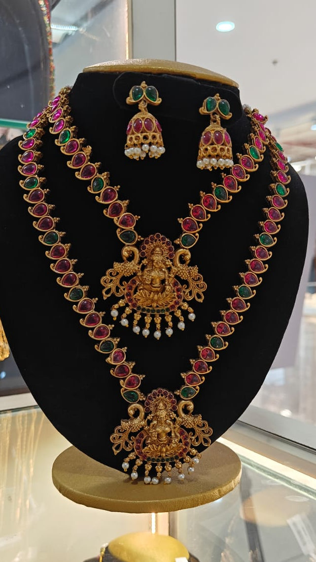 Multicolor stones Necklace combo set with 2 necklace and earring