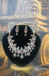Gold Plated Peacock motif Ruby red and White CZ Necklace set