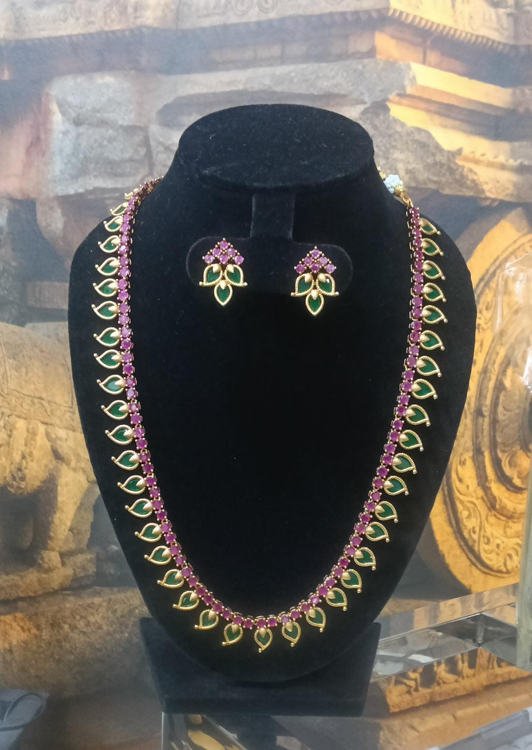 Real Kempu Palakka Long necklace set