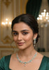 Gold Plated White and Mint green/mint pink CZ Necklace Set