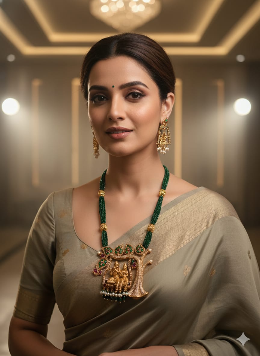 Premium Timeless Collection Temple Pendant with Crystal Mala hydro 2mm Necklace Set