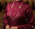 Rani pink Cz Glass crytals with 6 facets multilayer with kundan and hyderabadi pearl drops Necklace