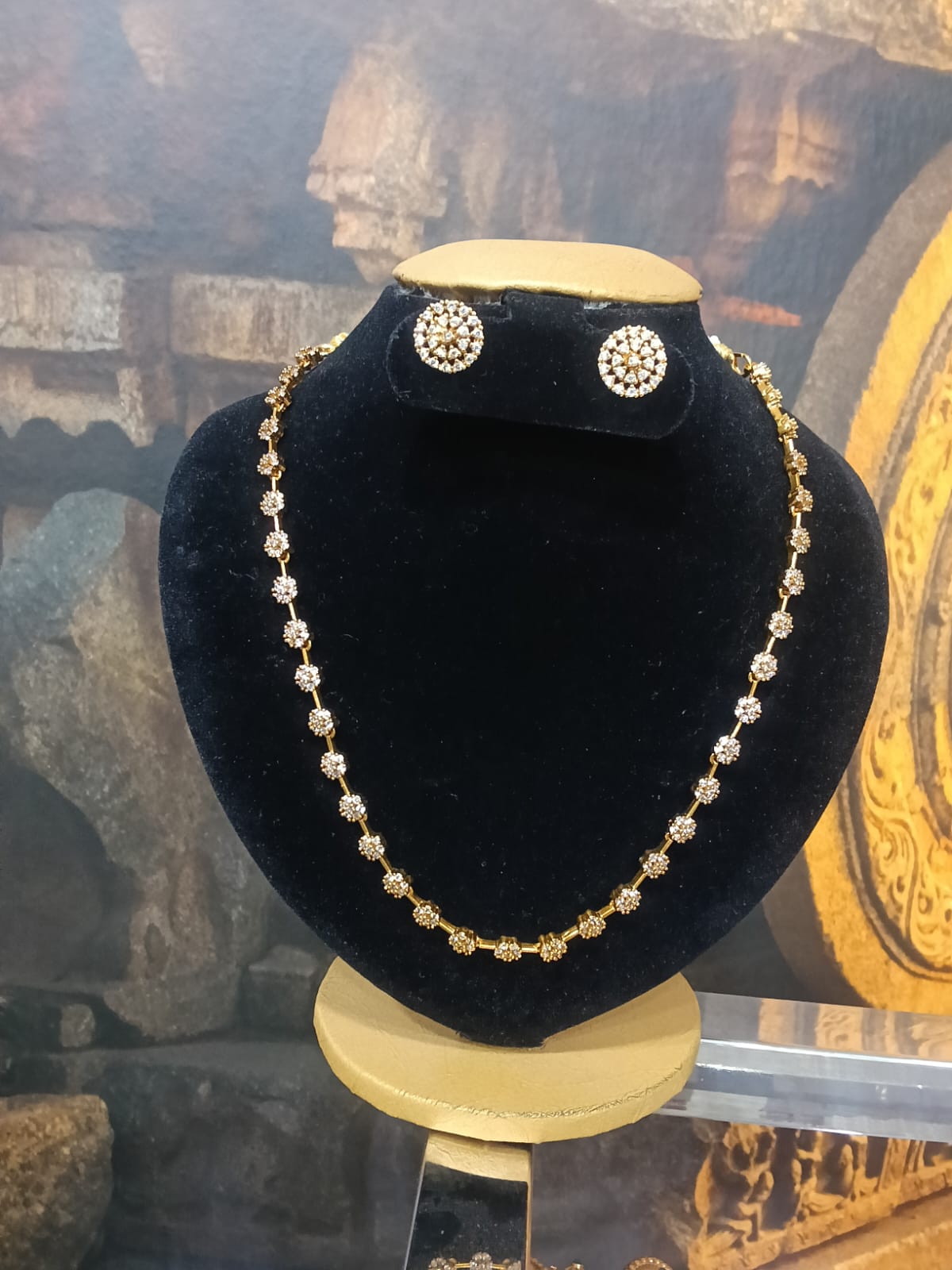 Long 23 inches white cz stones long necklace set