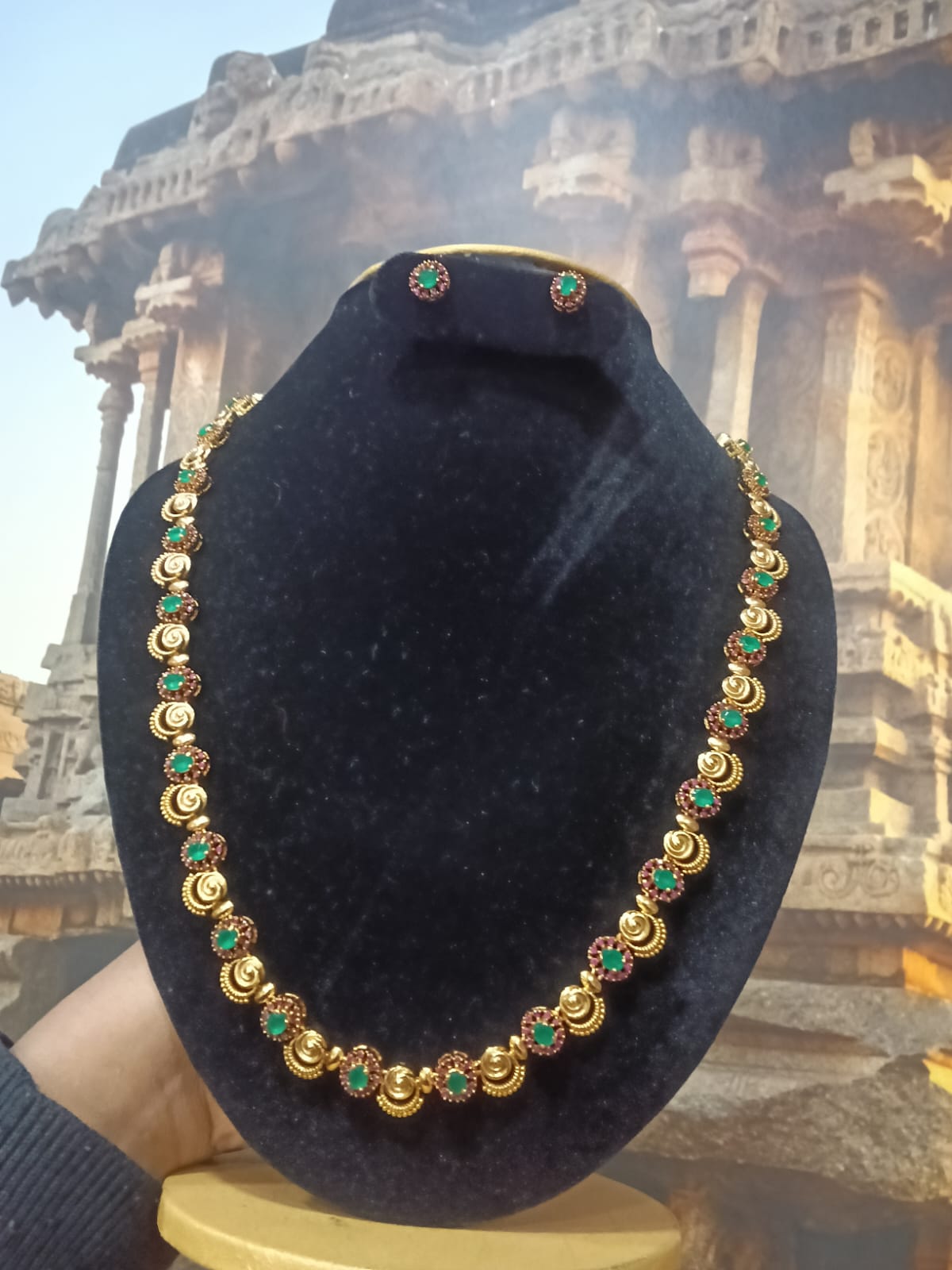 Long 22 inches multicolor cz stones long necklace set