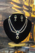 2 layer drop white and green cz necklace set