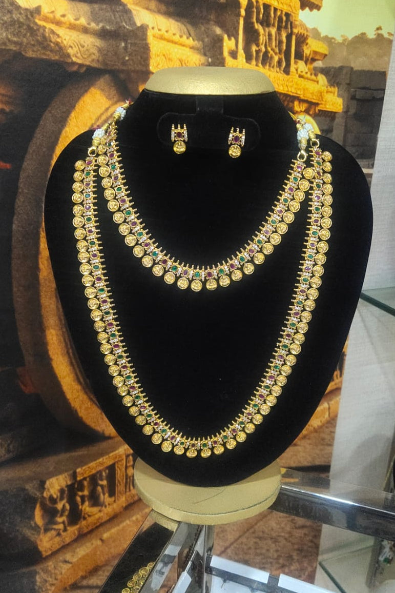 Kasu multicolor cz necklace combo set