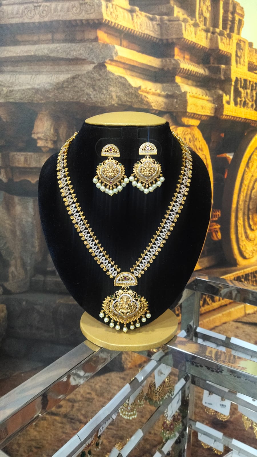 Laxmi with kasu long necklace set