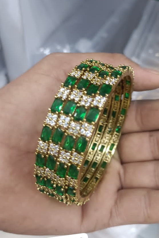 Gold Plated Set of 2 premium CZ Bangles