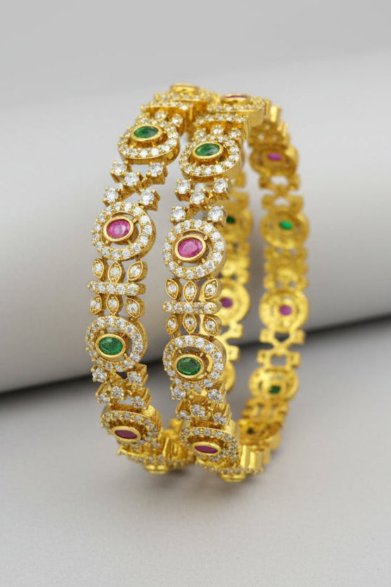 Gold Plated Set of 2 premium CZ Bangles