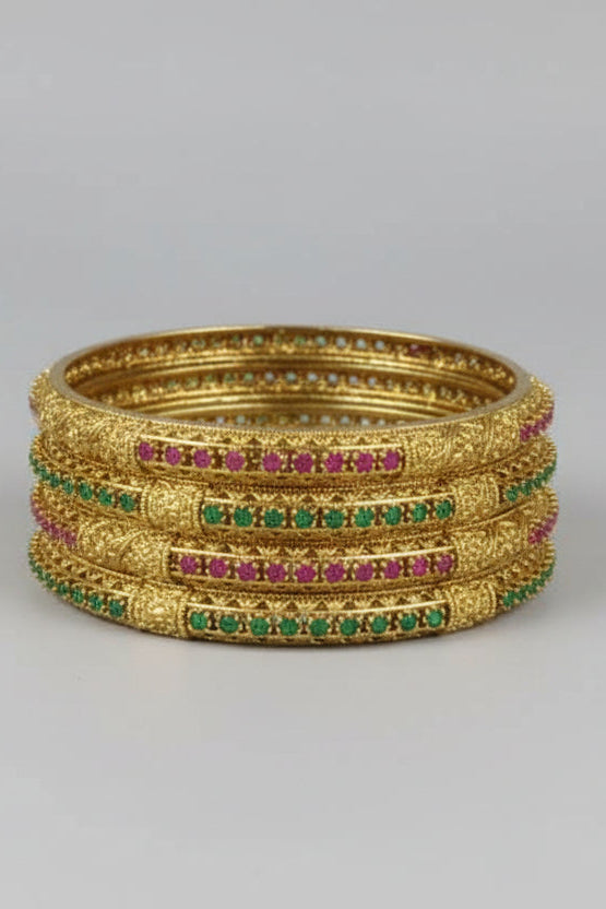 Gold Plated Set of 2 premium CZ Bangles