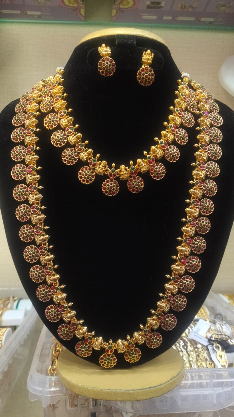 Kasu multicolor cz necklace combo set