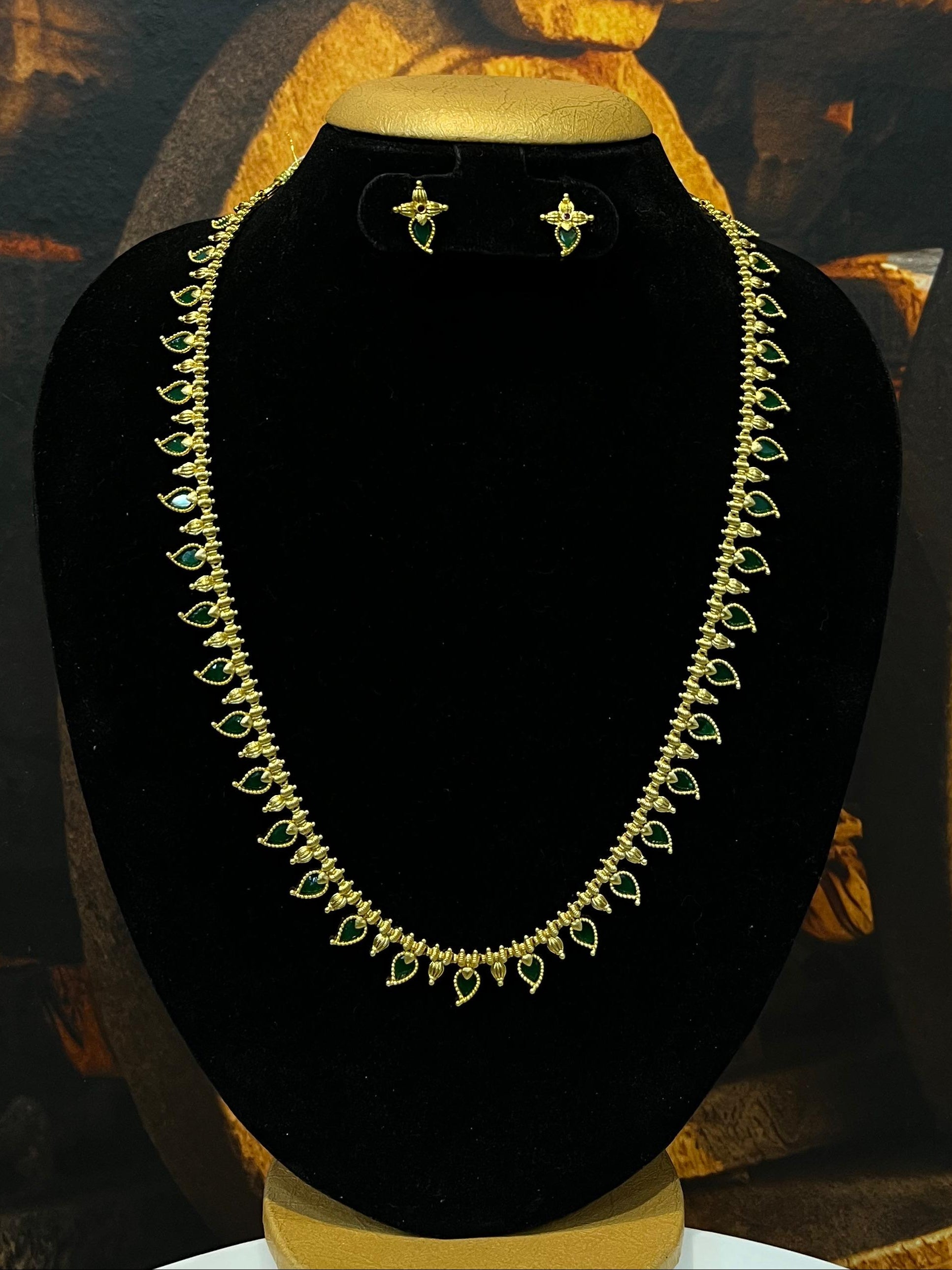 Gold plated Antique long necklace set 24 inches