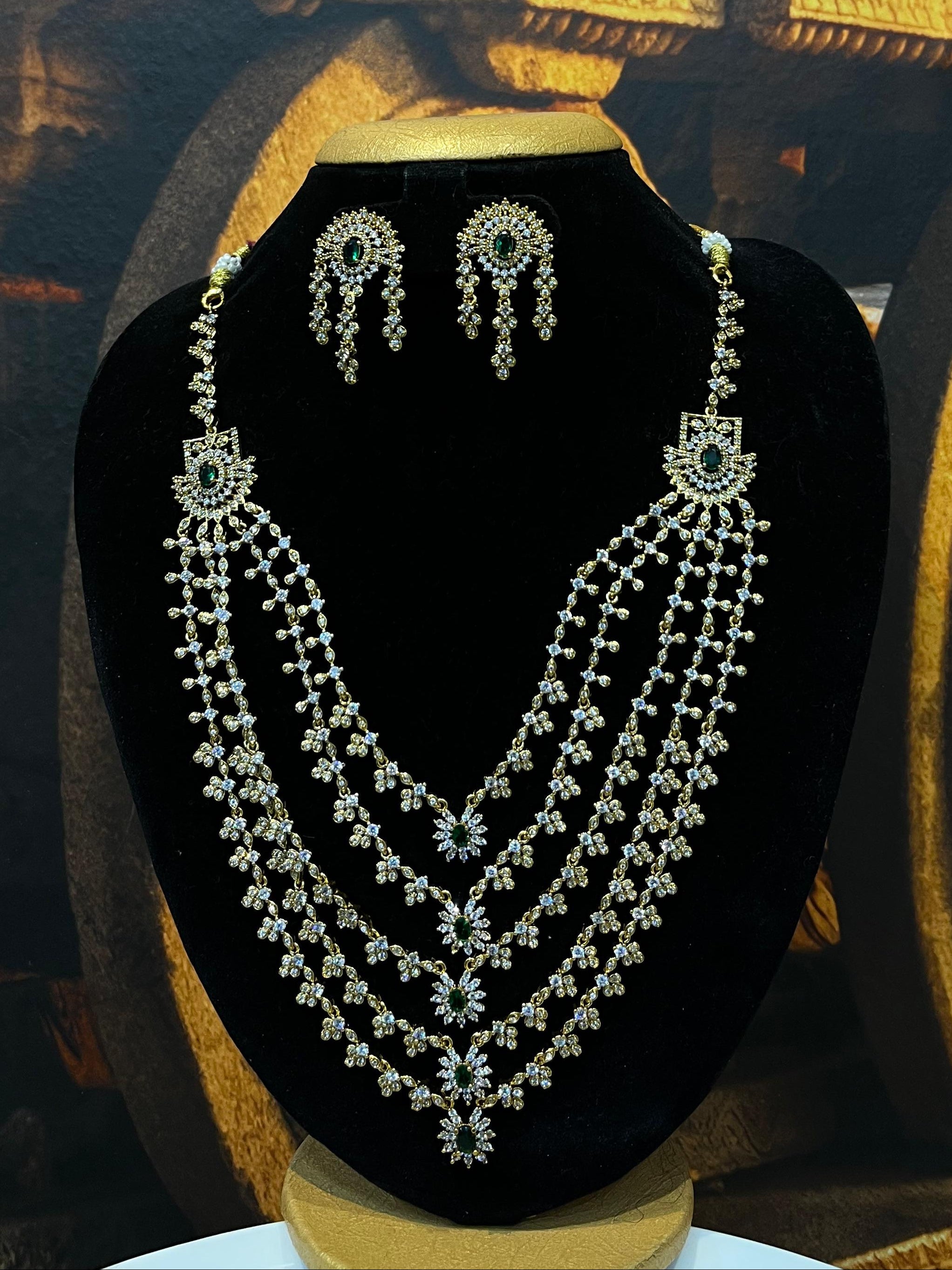 Premium Gold plated 5 Layers CZ Necklace Set