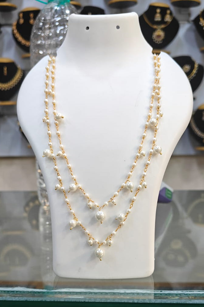 2 lines Small Pearls Amrapalli Design Necklace Set