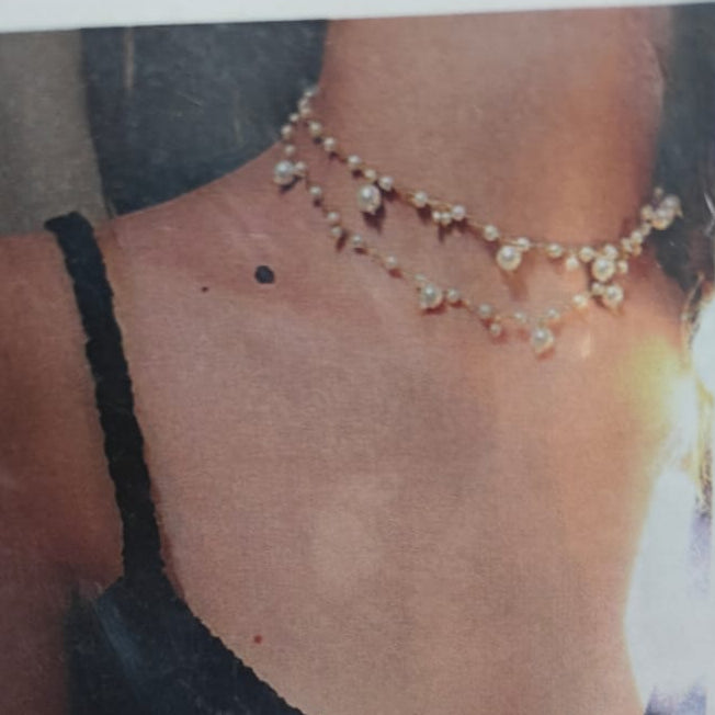 2 lines Small Pearls Amrapalli Design Necklace Set