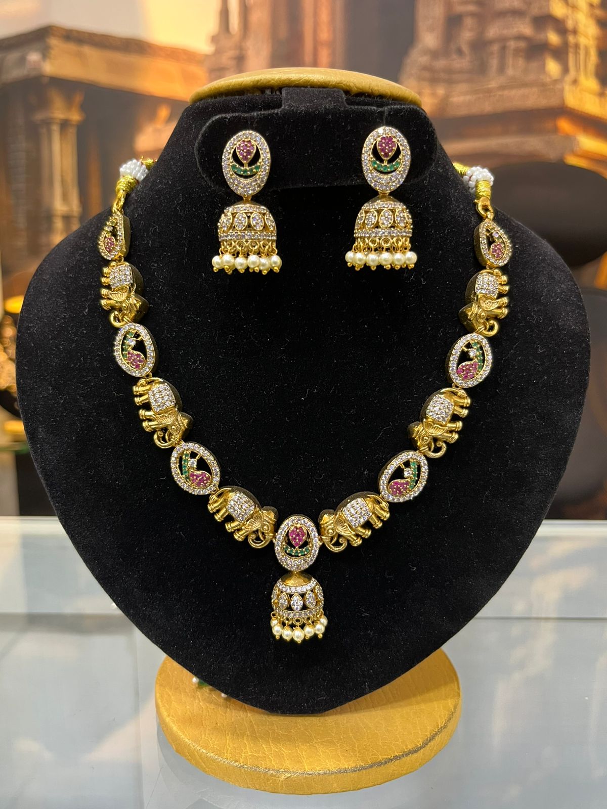 Gold Plated Premium CZ Necklace Set