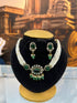 Gold Plated Mossanite with Pearl Choker Necklace set Green Stone