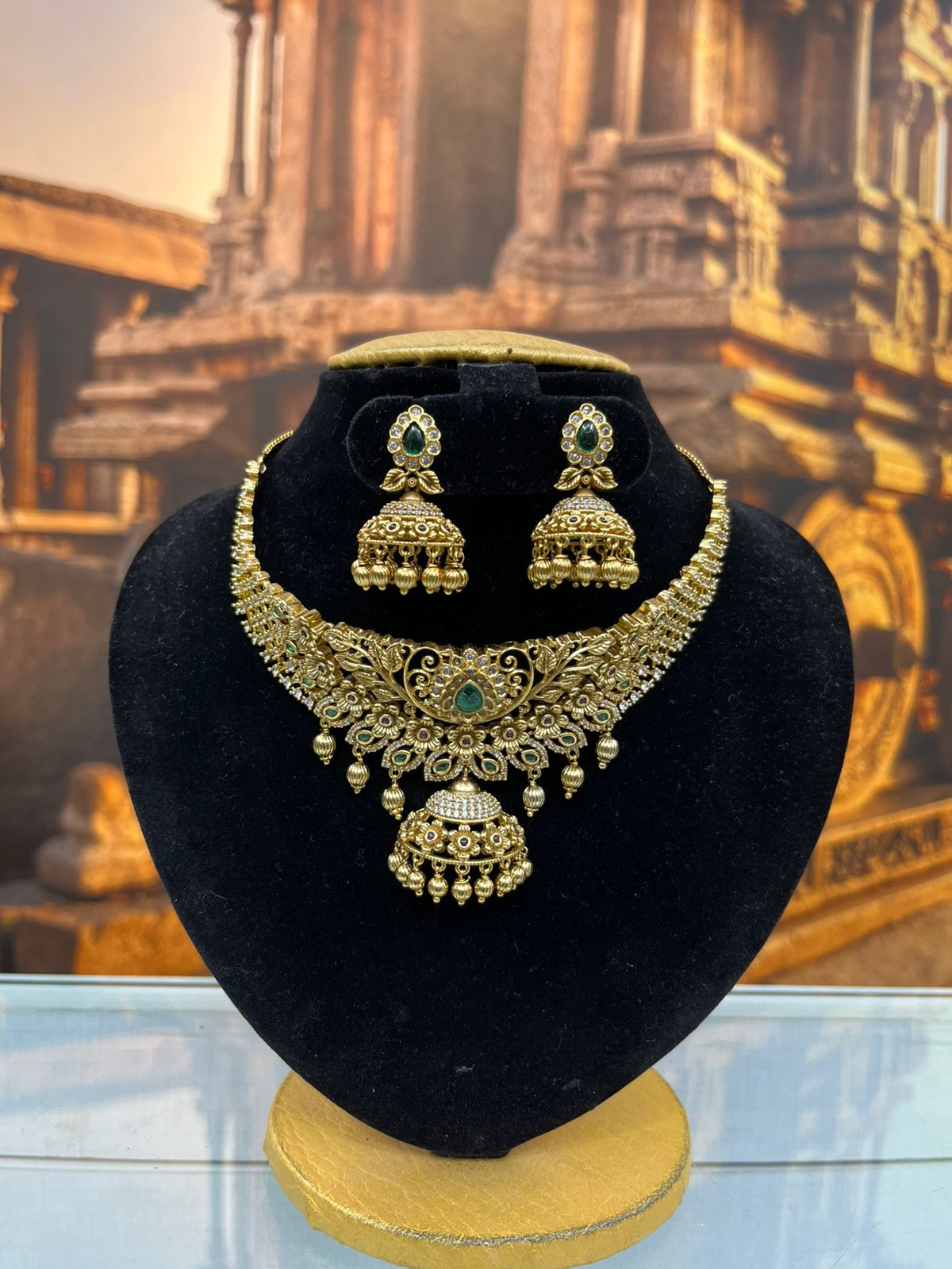 Gold Plated Choker Necklace Set