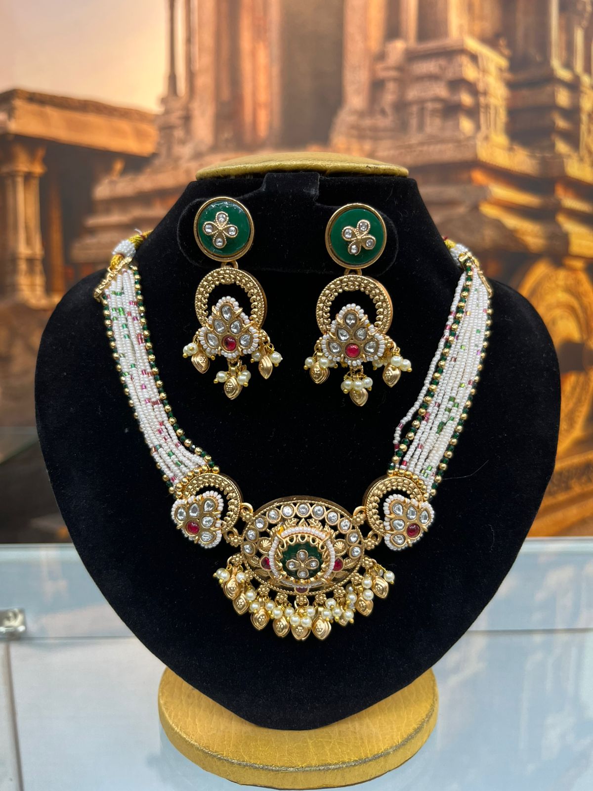 Gold Plated Premium Rajwadi Nekclace Set