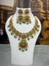 Long Antique gold plated necklace set in jadau