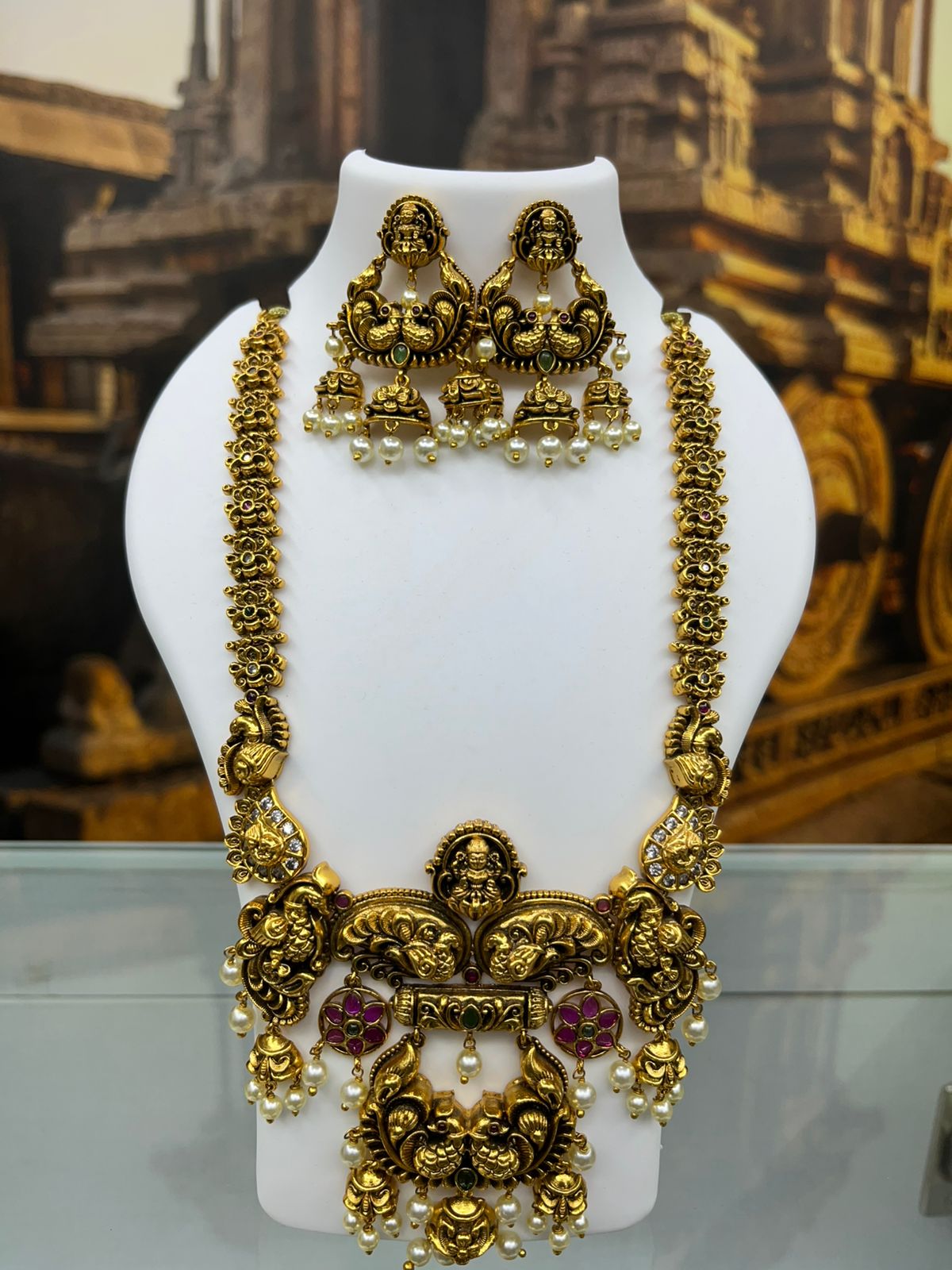 Premium Gold Plated Antique Short Necklace Set