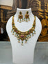 Premium Gold Plated Short Temple necklace Set with pearl drops