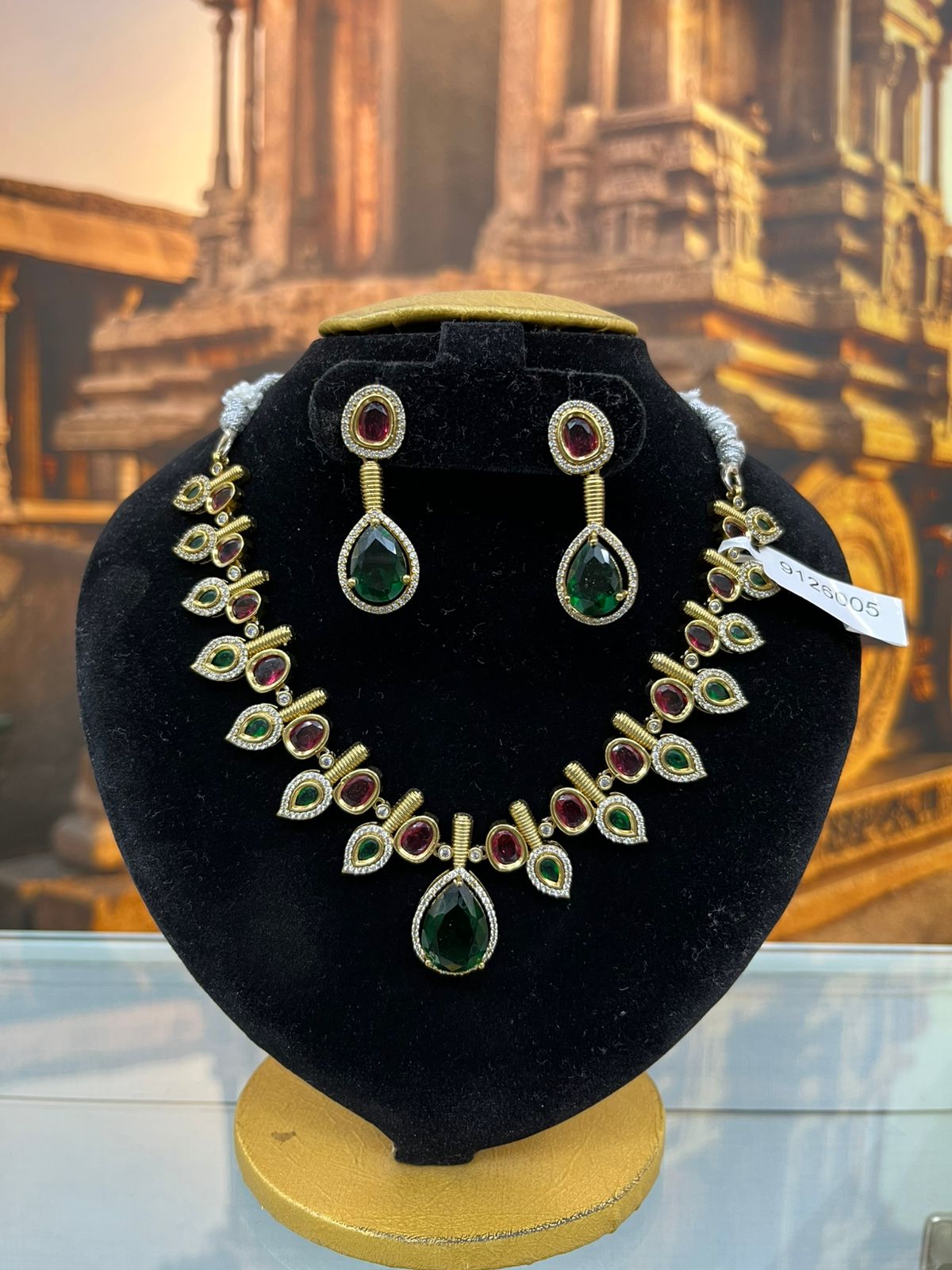 Premium Stone Studded CZ Medium Necklace Set