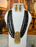 Multilayer Black Onyx Maala with Ram Pendant and earrings