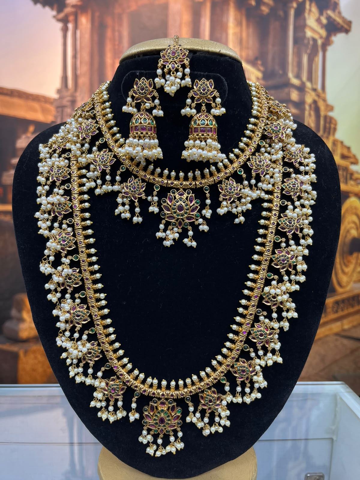 Gold Plated Kemp Combo Jadau Necklace Set