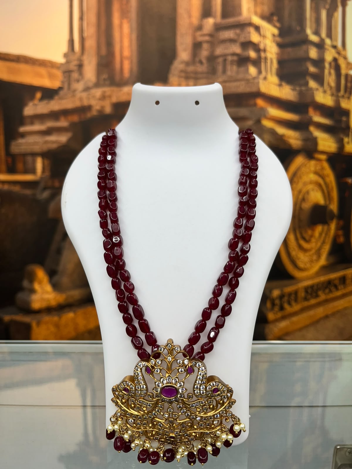 Premium 2 Line Onyx Stone Maala with CZ Pendant