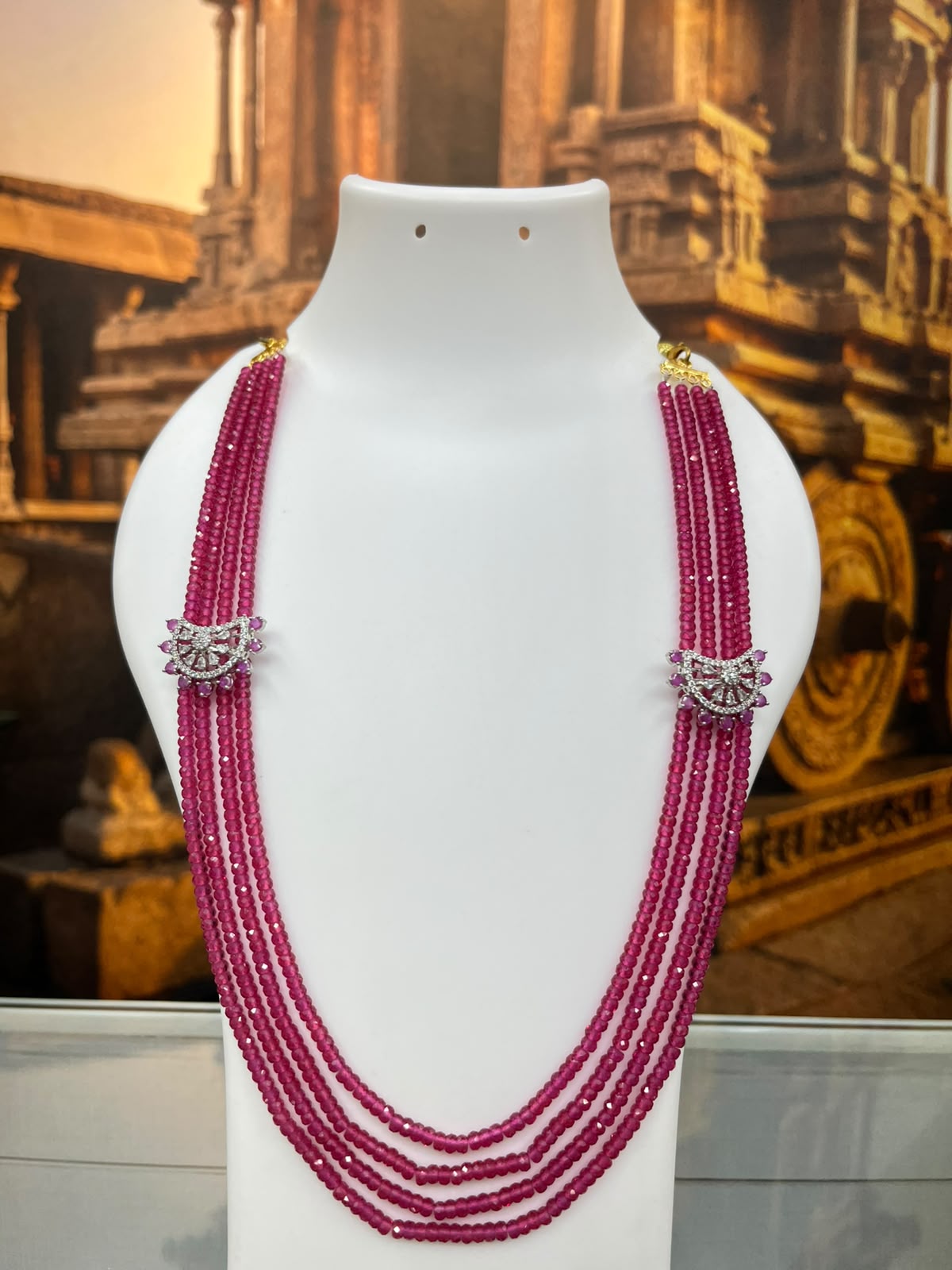 Premium 4 Line Onyx Stone Maala with CZ Mopu