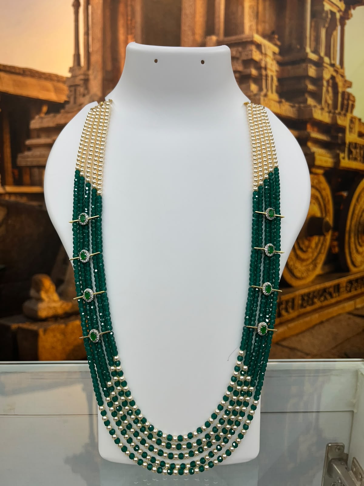 Premium 5 Line 4mm Pearl Hyderabadi Maala with Mopu