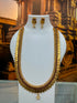 Gold Plated Long kasu Necklace with Red Stones