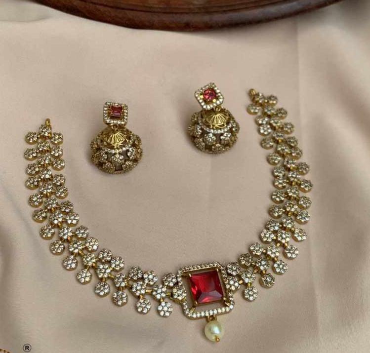 Premium Quality Short necklace set with cz stones Stones