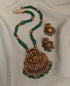 Gold Plated Necklace Set with Green Crystal Mala  0825
