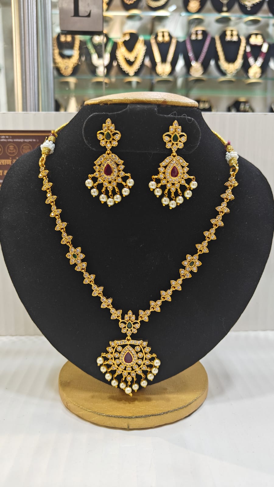 Premium Gold Plated Long CZ Nekclace Set  0825