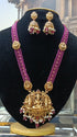 Gold Plated premium Necklace Set with Maroon crystal Maala
