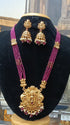 Gold Plated premium Necklace Set with Maroon crystal Maala