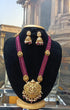 Gold Plated premium Necklace Set with Maroon crystal Maala