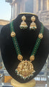 Gold Plated premium Necklace Set with green crystal Maala