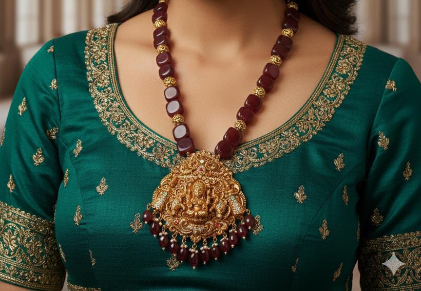 Jade Natural Stone with Laxmi Pendant