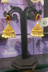 Gold plated jhumka with Red sones