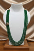 Maroon/ Green Batti stones semi precious stones 24 inches necklace set