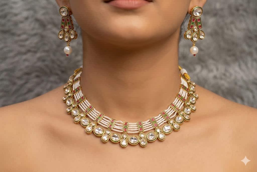 Gold Plated Premium Pearl Choer nekclace Set