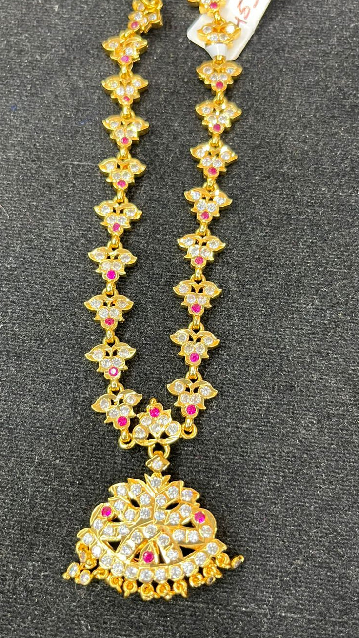 Gold Plated Premium Red White Adige Necklace